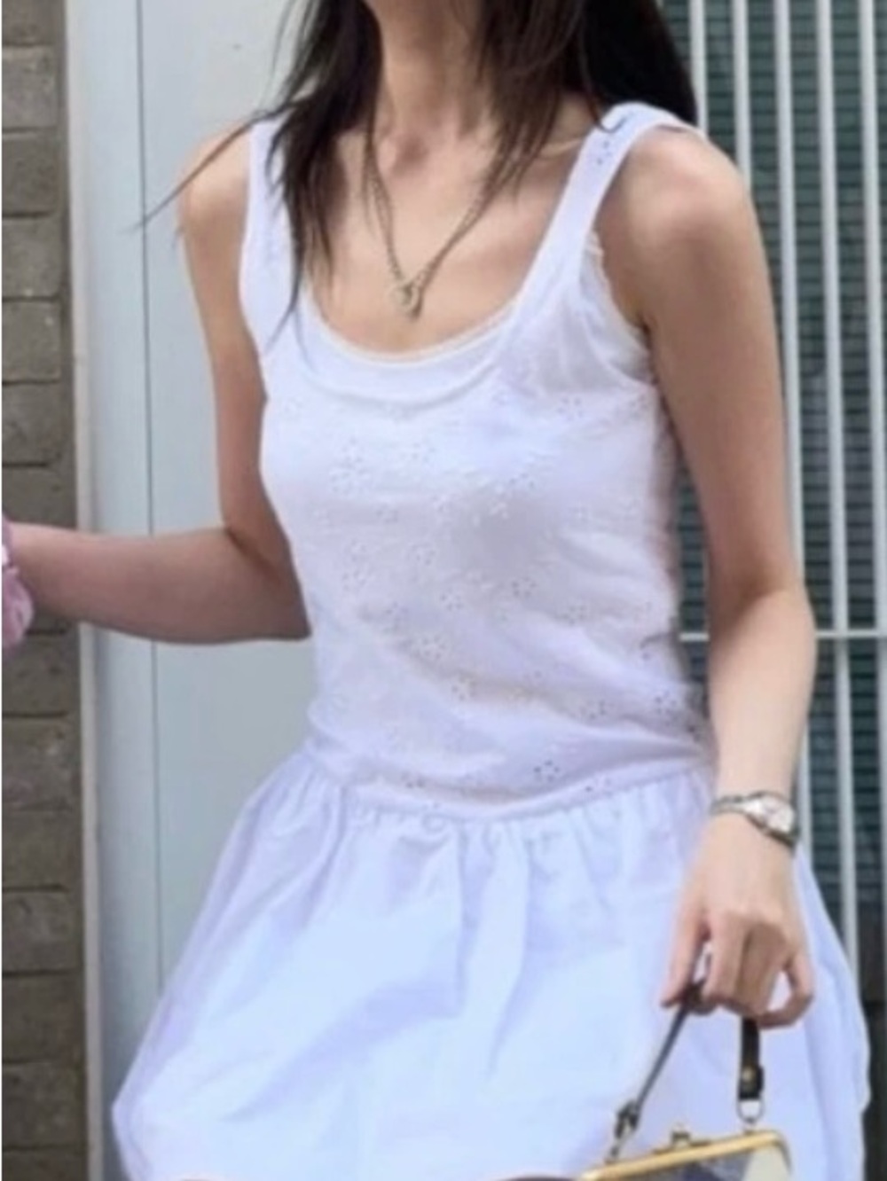 Zara embroidered balloon dress white size small